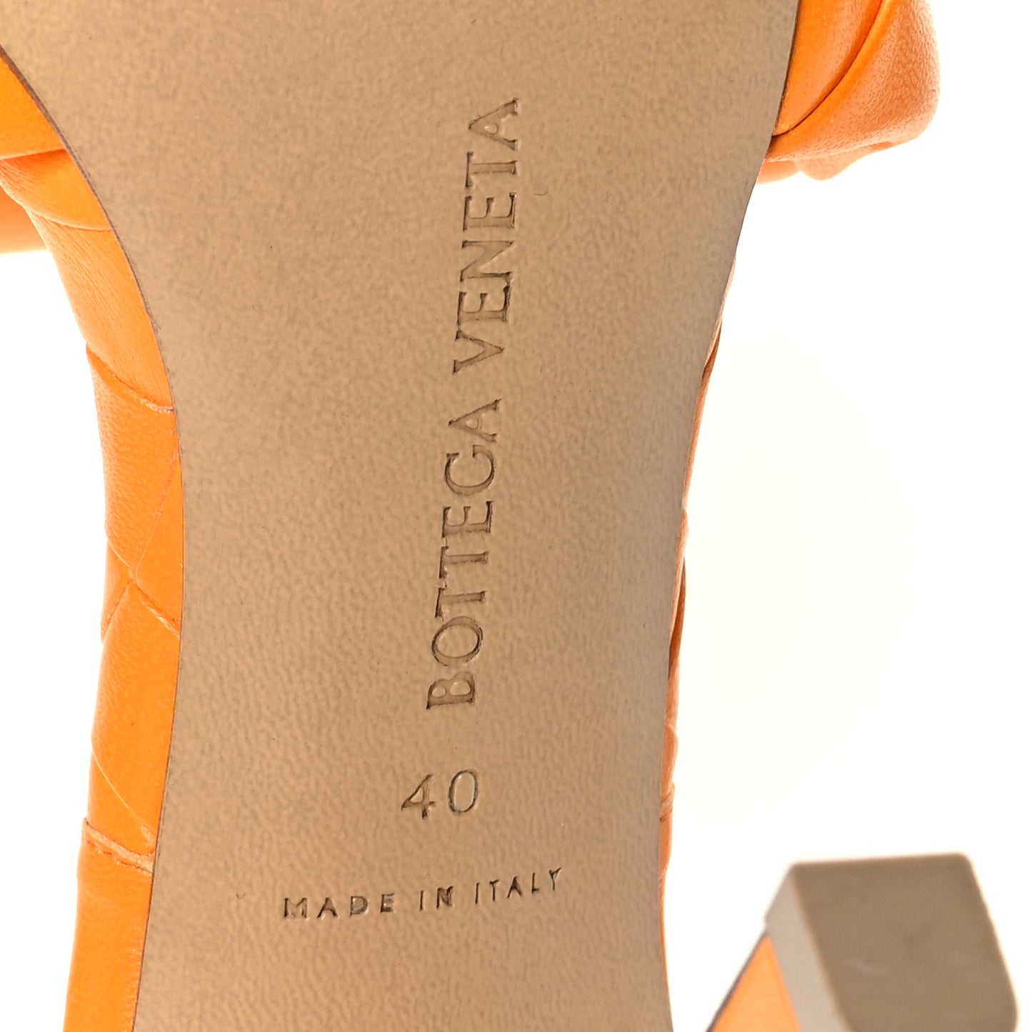 Nappa Maxi Intrecciato Lido Mule Sandals 40 Tangerine