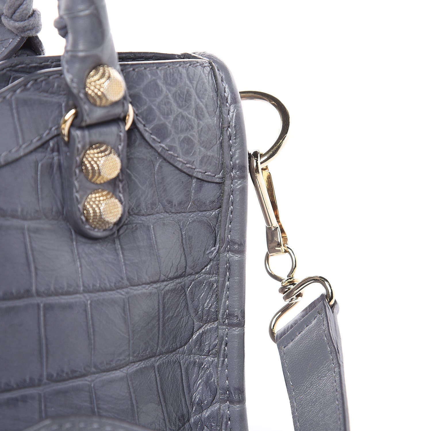 Balenciaga Calfskin Crocodile Embossed Giant 12 Gold Hardware Mini City Gris Beton 10 of 11