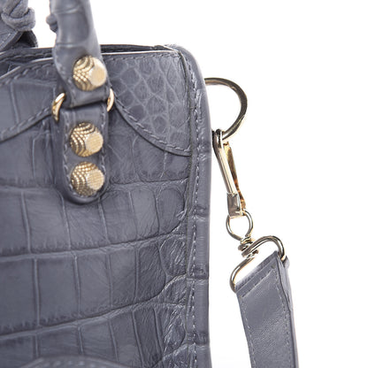 Balenciaga Calfskin Crocodile Embossed Giant 12 Gold Hardware Mini City Gris Beton 10 of 11