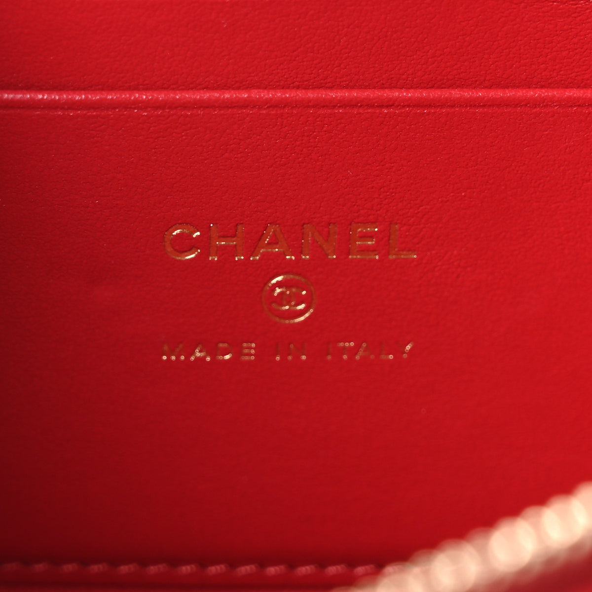 Caviar Quilted Top Handle Slim Vanity With Chain Red