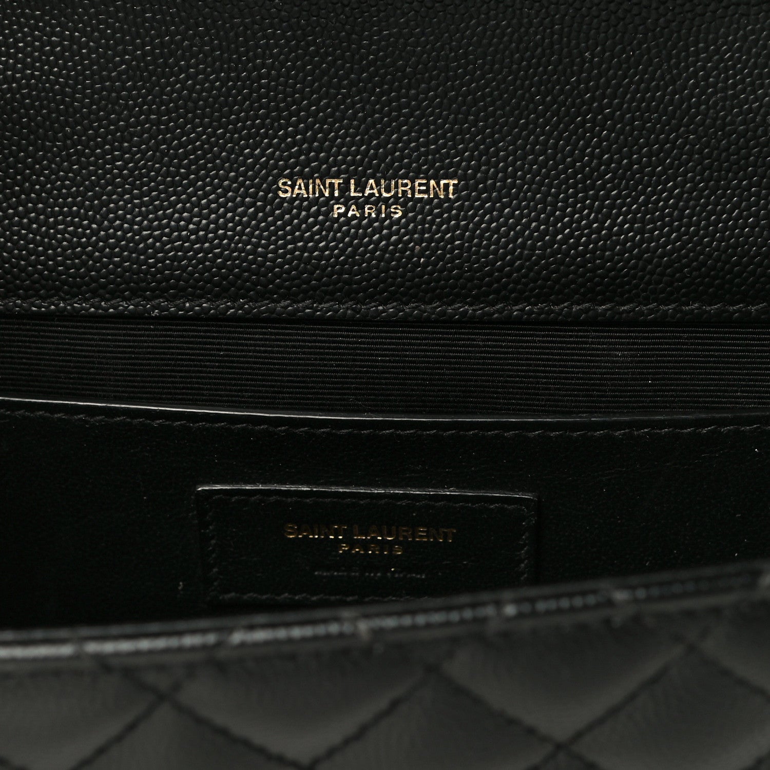 Saint Laurent Grain De Poudre Textured Mixed Matelasse Triquilt Medium Monogram Satchel Black 6 of 11