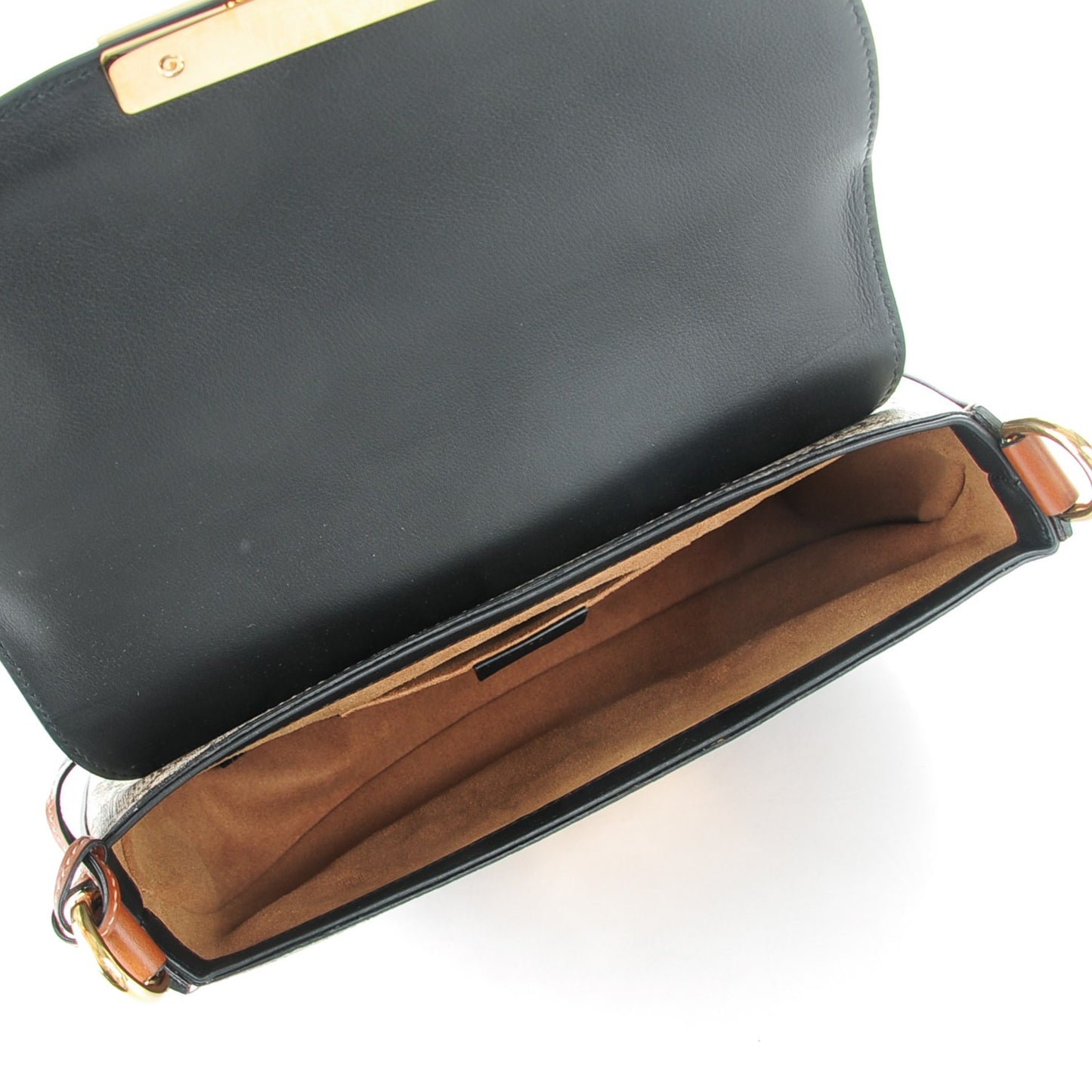 GG Supreme Monogram Web Medium Padlock Messenger Shoulder Bag Black