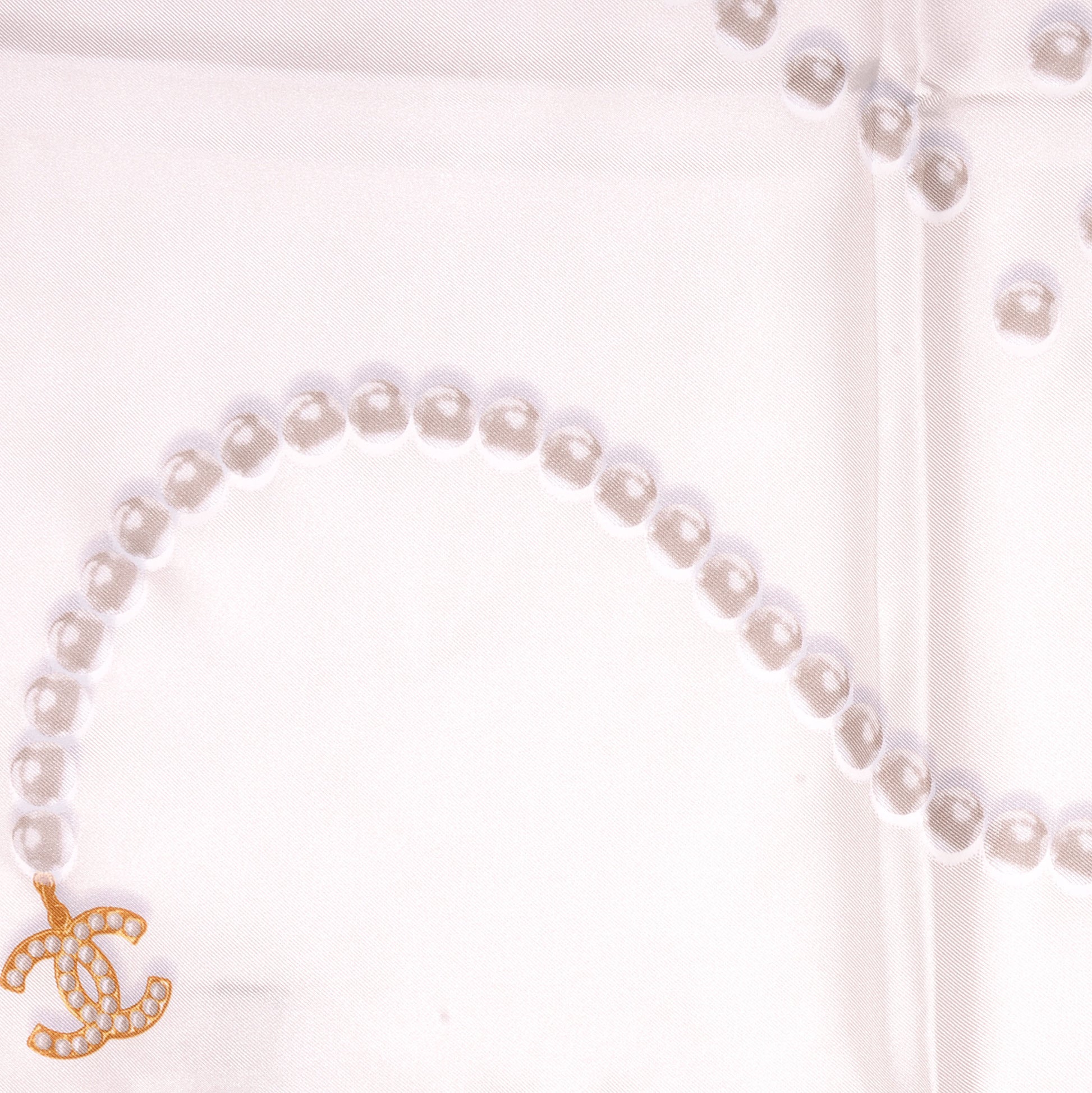 Chanel Silk Pearl CC Square Scarf Ivory 1 of 10
