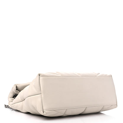Saint Laurent Lambskin Quilted Medium Loulou Puffer Monogram Chain Satchel Crema Soft 4 of 13