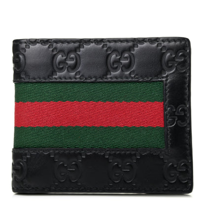Gucci Guccissima Signature Web New Web Bi-Fold Wallet Black 1 of 4