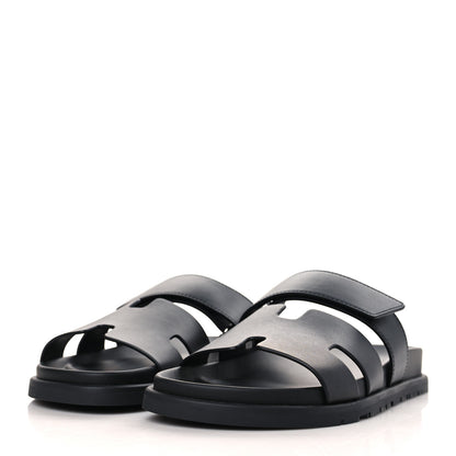 Hermes Calfskin Womens Chypre Sandals 39 Black 3 of 9