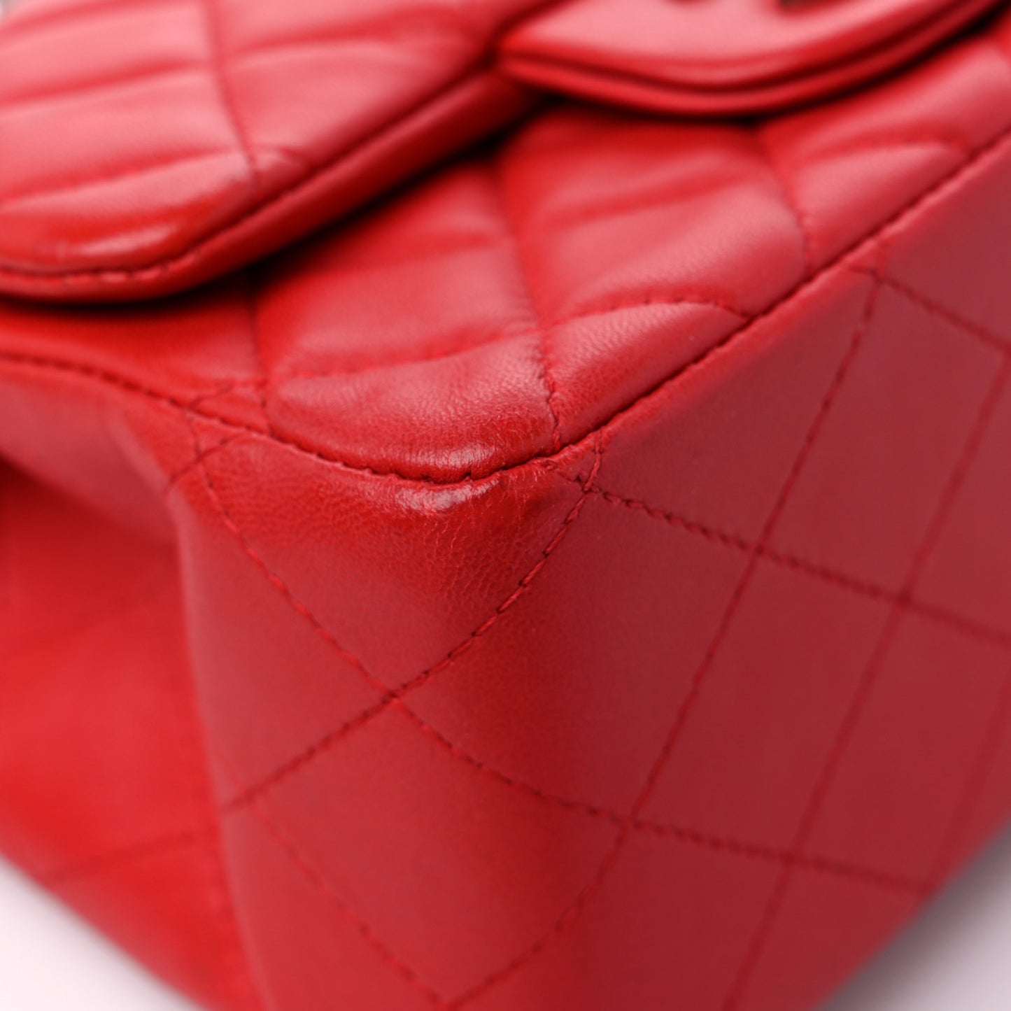 Lambskin Quilted Mini Square Flap Red