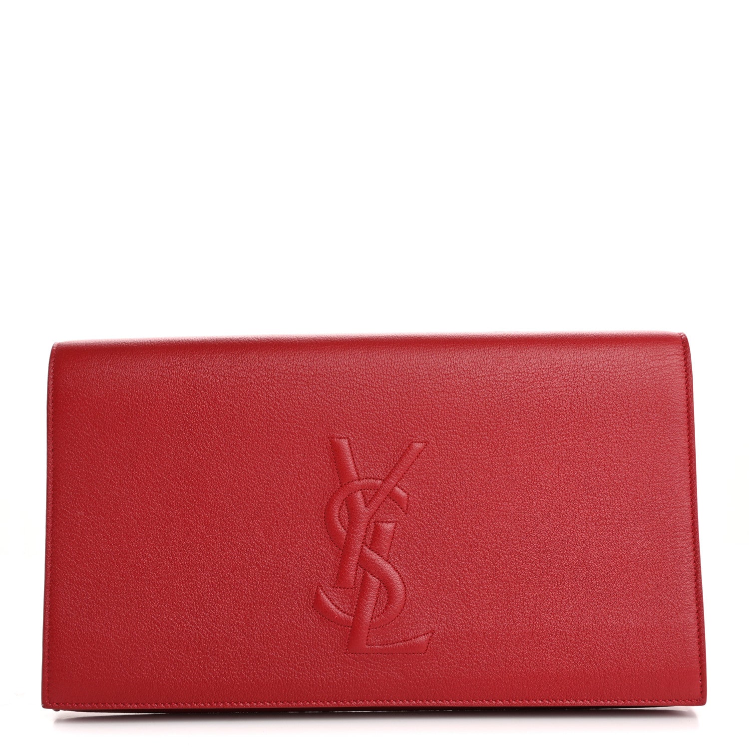 Saint Laurent Calfskin Monogram Large Belle De Jour Clutch Red 1 of 11