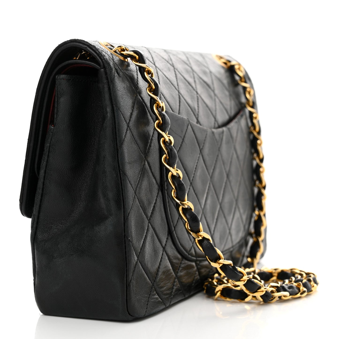 Lambskin Quilted Medium Double Flap Black