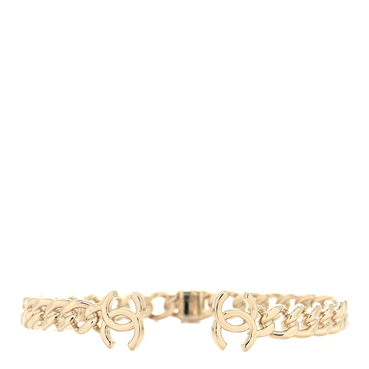 Chanel Metal CC Chain Link Choker Necklace M Gold 1 of 4