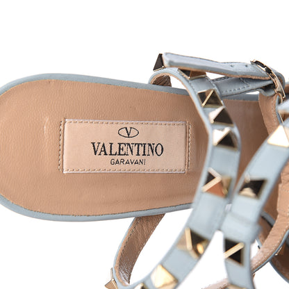Valentino Garavani Pebbled Calfskin Rockstud Ankle Strap 65mm Pumps 38 Sky Sorbet 8 of 9