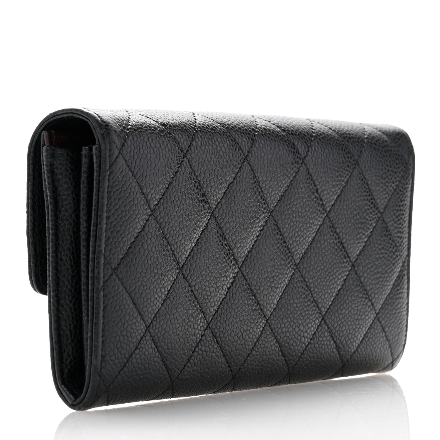 Chanel Caviar Quilted Large Gusset Flap Wallet Black 3 of 8
