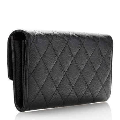 Chanel Caviar Quilted Large Gusset Flap Wallet Black 3 of 8