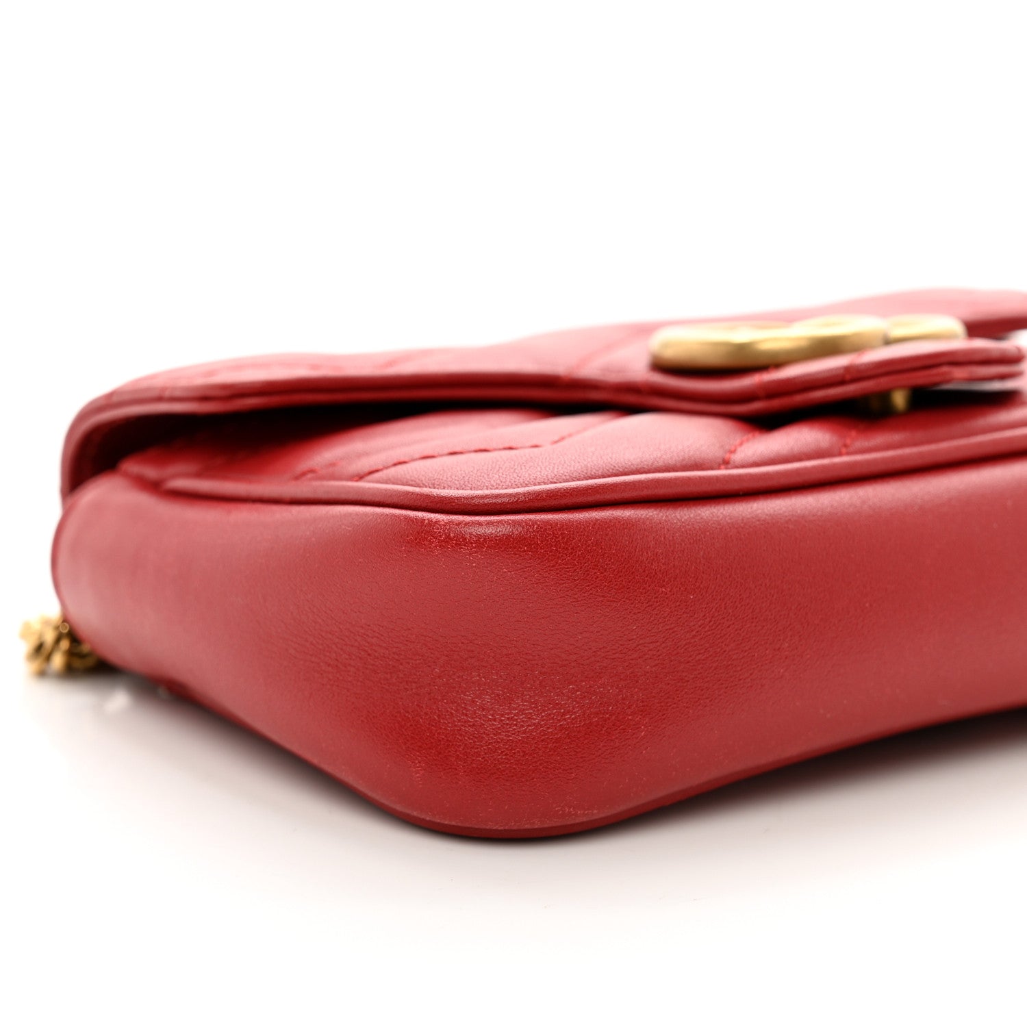 Gucci Calfskin Matelasse Super Mini GG Marmont Shoulder Bag Hibiscus Red 9 of 10