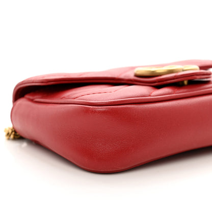 Gucci Calfskin Matelasse Super Mini GG Marmont Shoulder Bag Hibiscus Red 9 of 10
