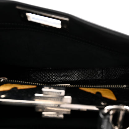 Fendi Vitello Seta Snakeskin Crocodile Monster Eyes Medium Peekaboo Iconic Satchel Black Girasole 5 of 10