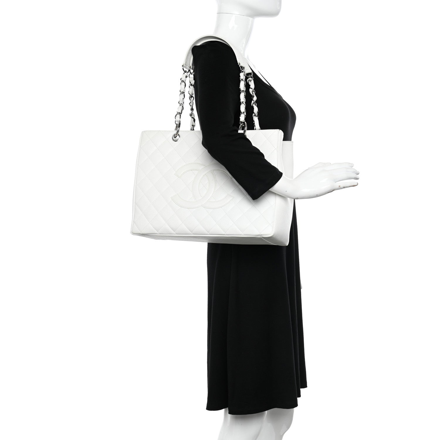 Chanel Caviar Quilted Grand Shopping Tote GST White 2 of 11