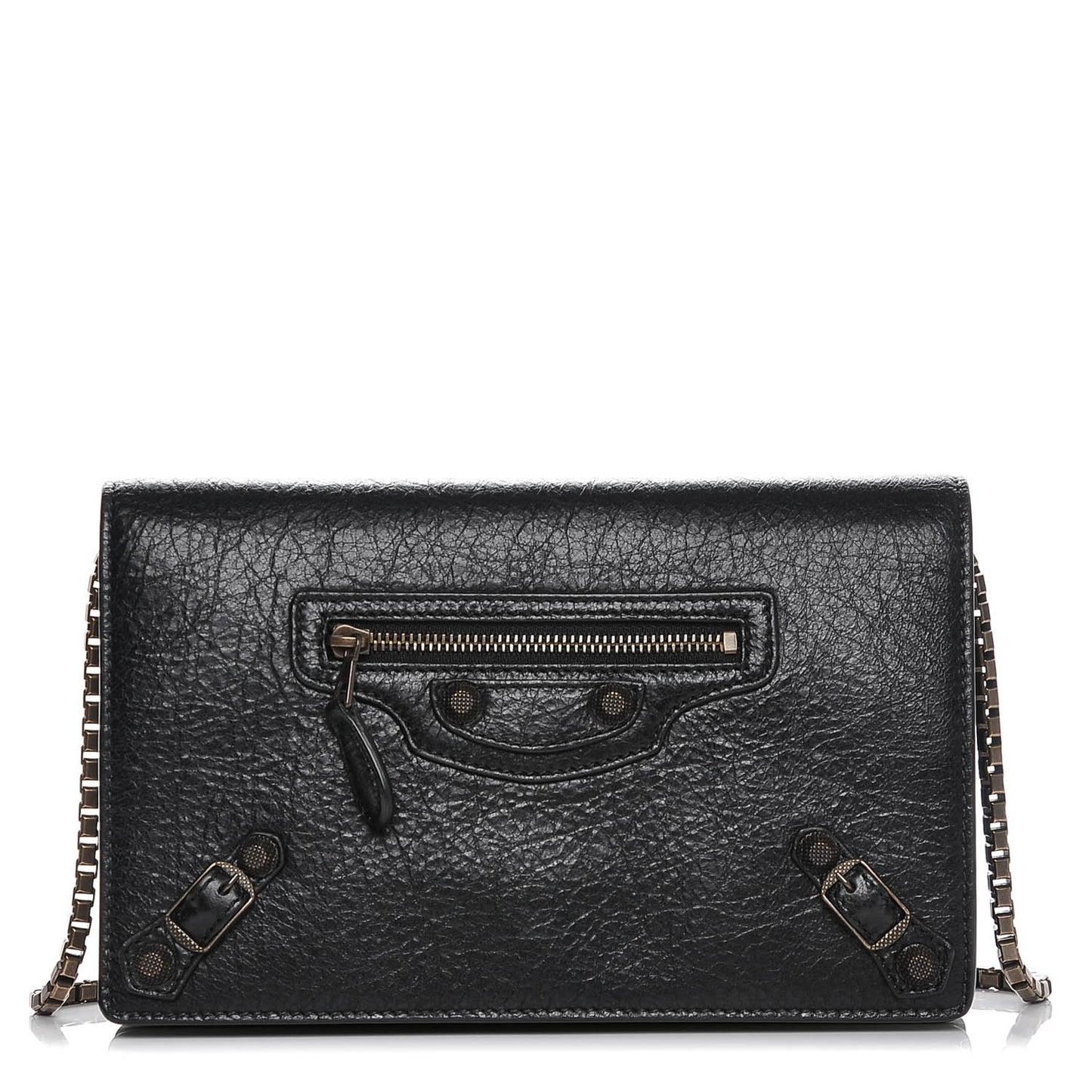 Agneau Giant Brass Wallet On Chain Black
