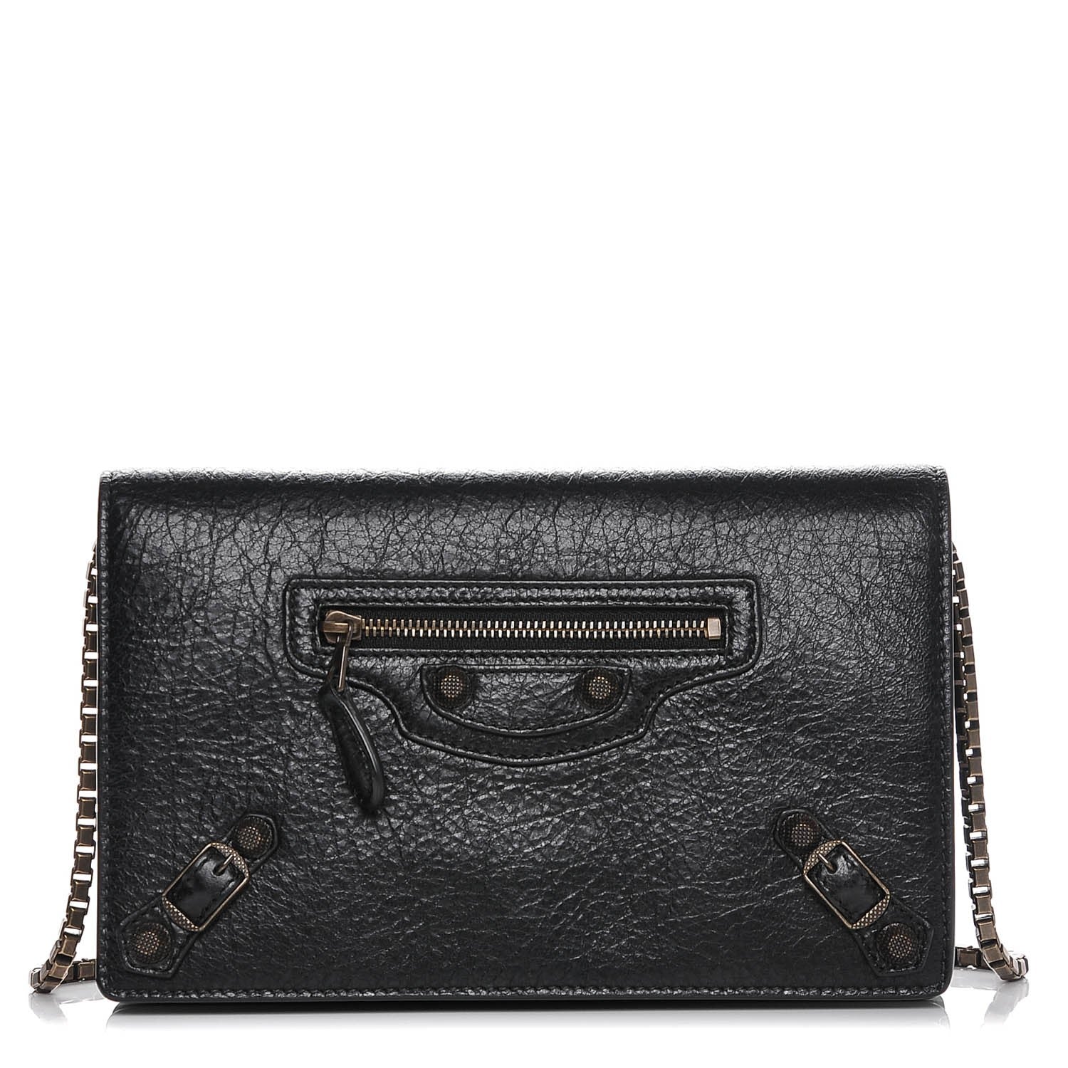 Balenciaga Agneau Giant Brass Wallet On Chain Black 1 of 6