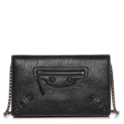 Balenciaga Agneau Giant Brass Wallet On Chain Black 1 of 6