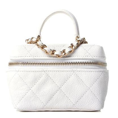 Chanel Caviar Quilted Mini Top Handle Vanity With Chain White 1 of 10