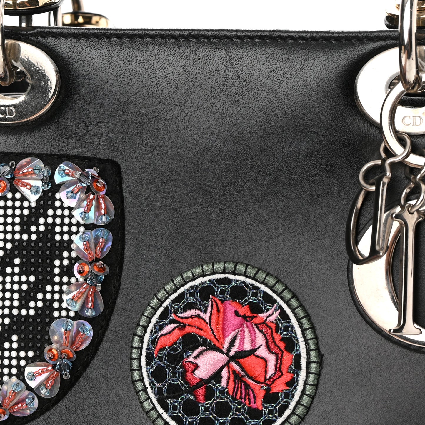 Smooth Calfskin Medium Lucky Badges Lady Dior Black