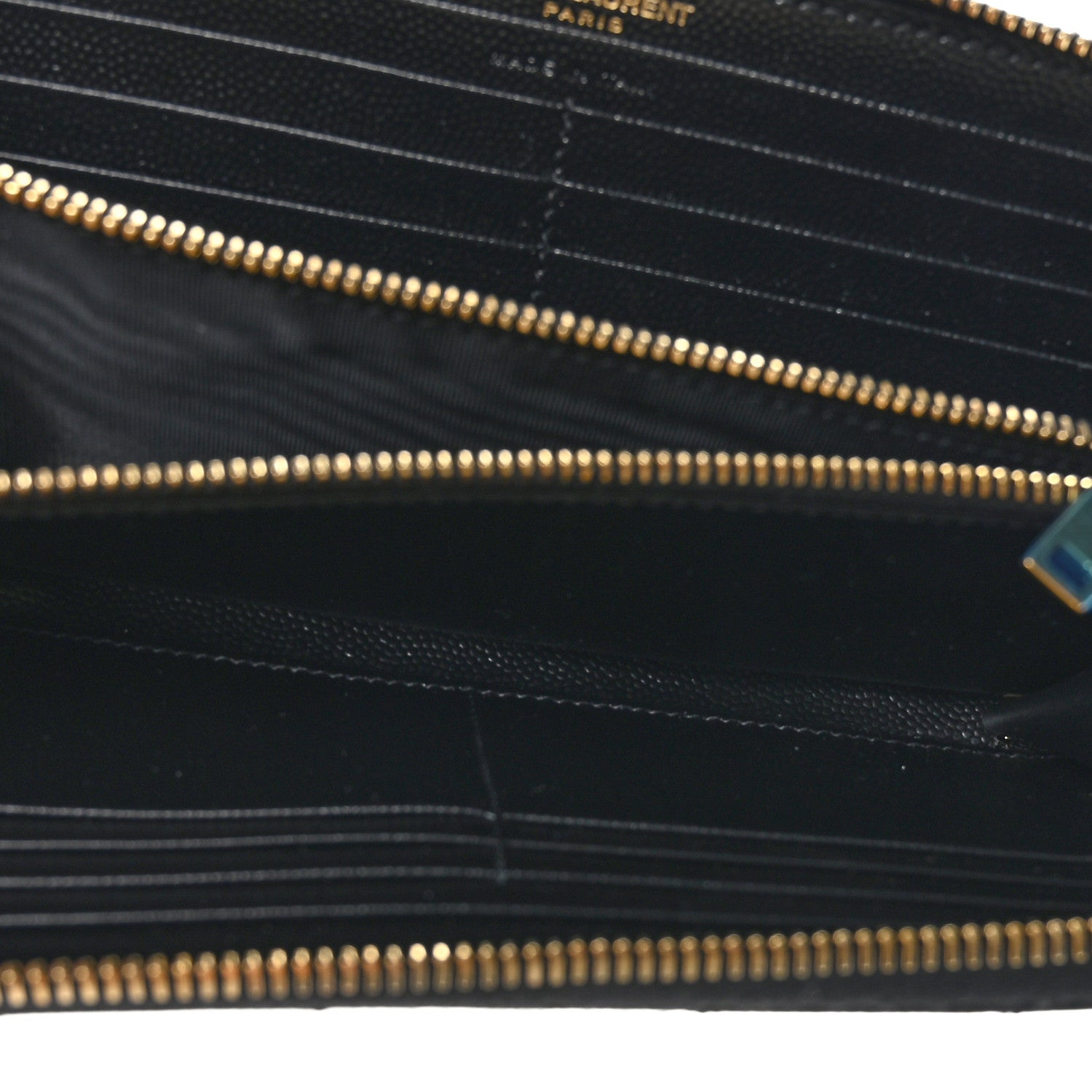 Saint Laurent Grain De Poudre Matelasse Chevron Monogram Zip Around Wallet Black 6 of 8