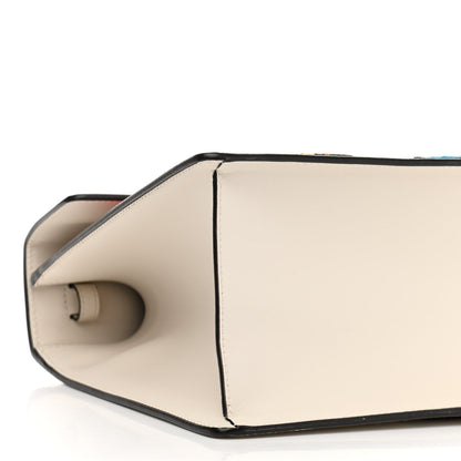 Gucci Calfskin Embroidered Medium Sylvie Top Handle Bag White 9 of 11