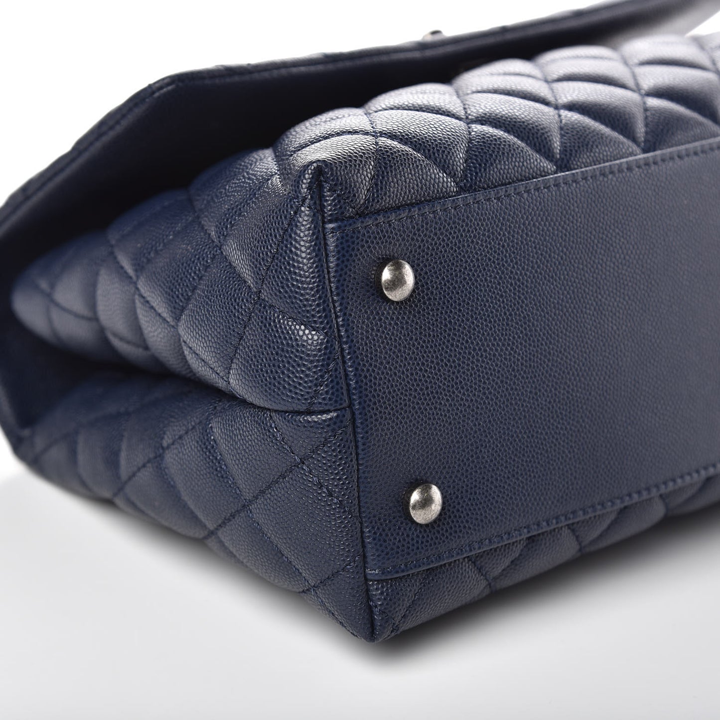 Caviar Quilted Small Coco Handle Flap Navy