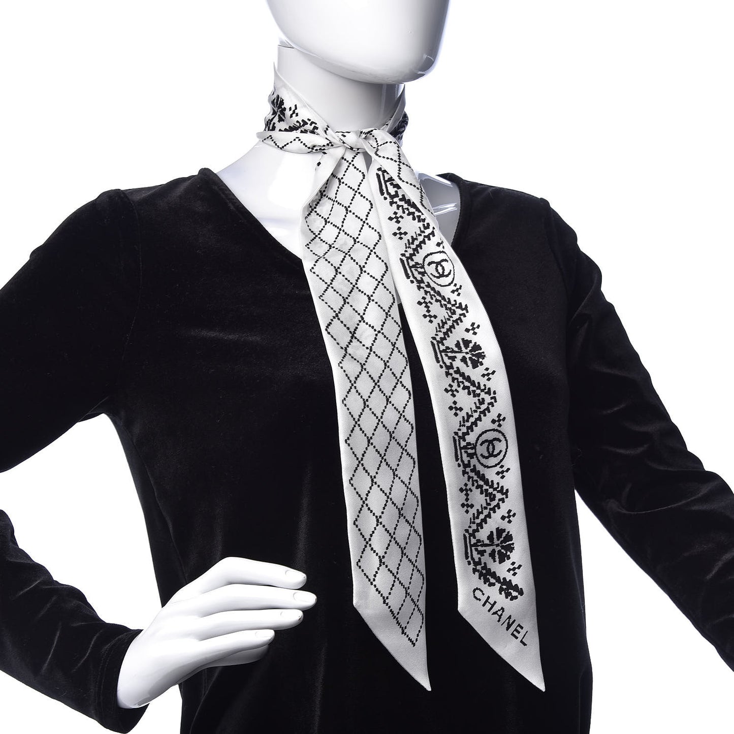 Silk CC Slim Bandeau Scarf White