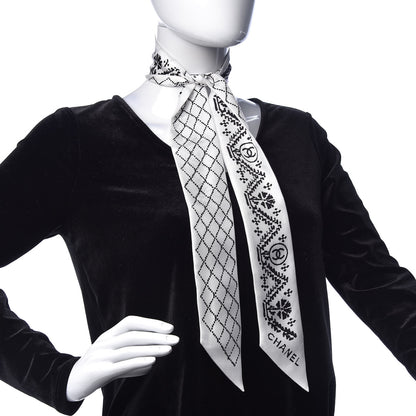 Chanel Silk CC Slim Bandeau Scarf White 2 of 5