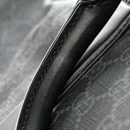 Gucci Soft GG Supreme Monogram Appia Calfskin Web Medium Carry On Duffle Bag Black Grey 10 of 11