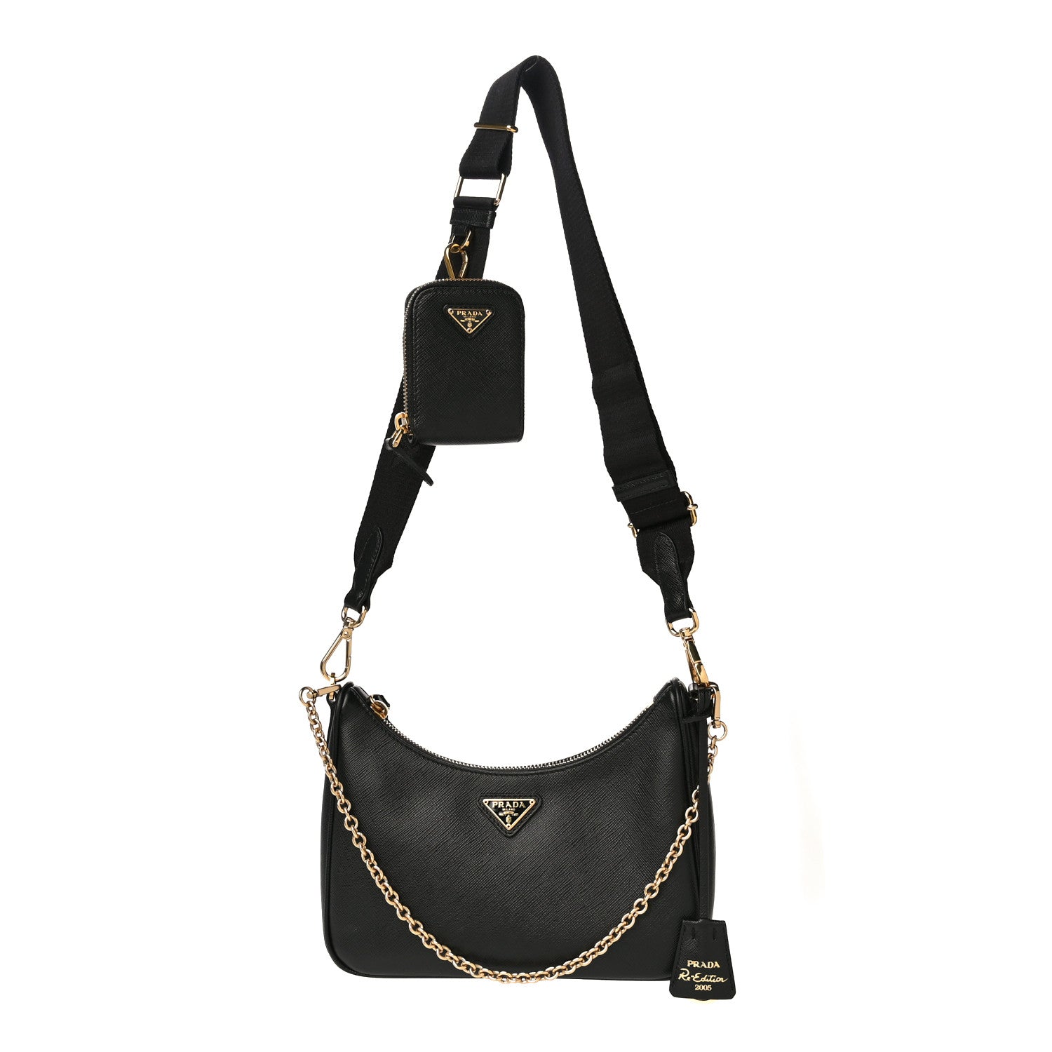 Prada Saffiano Lux Re-Edition 2005 Shoulder Bag Black 1 of 13