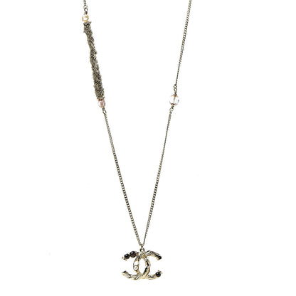 Chanel Pearl Crystal CC Bead Necklace Gold 1 of 6