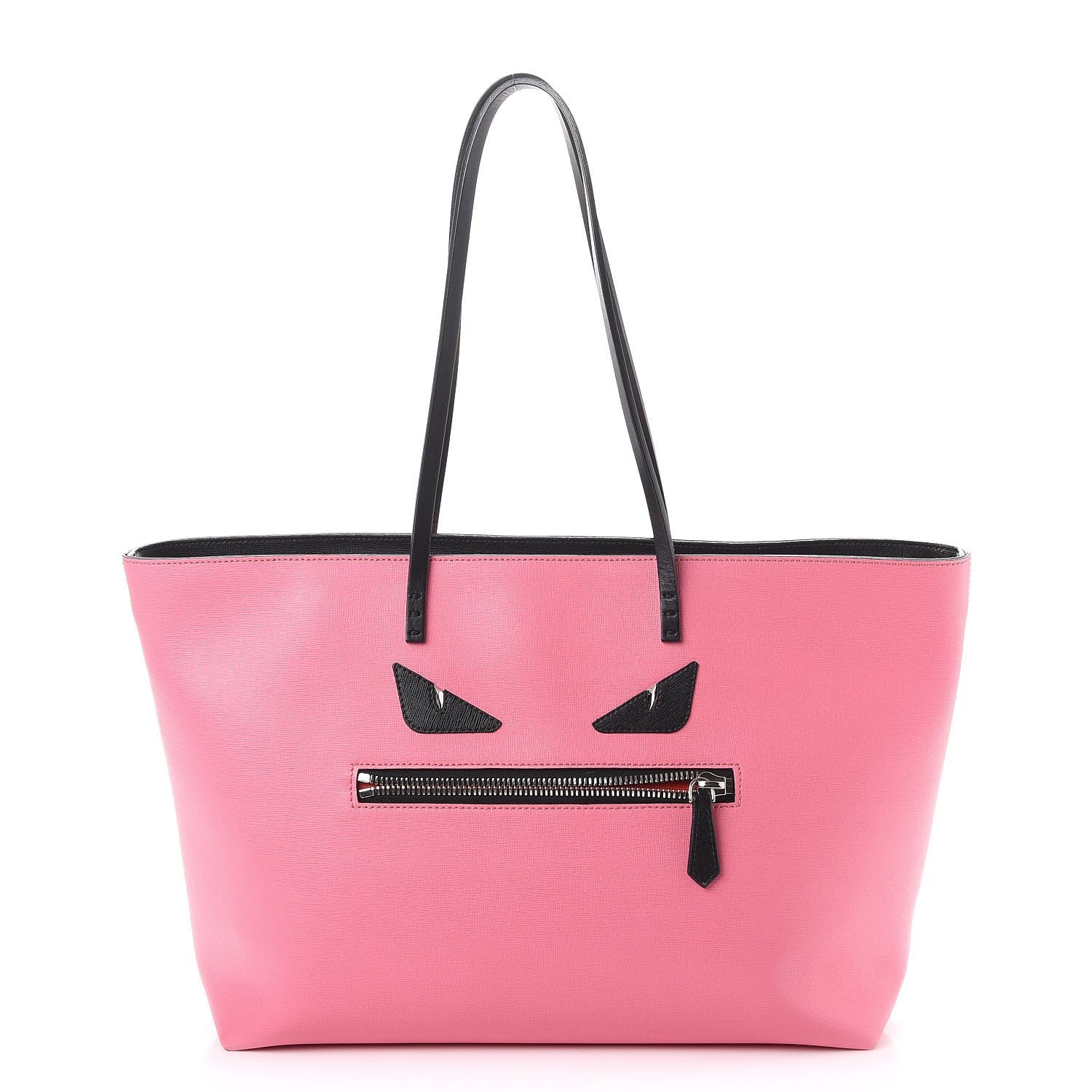 Fendi Vitello Elite Cuoio Monster Buggies Medium Roll Tote Lollypop Black 1 of 11