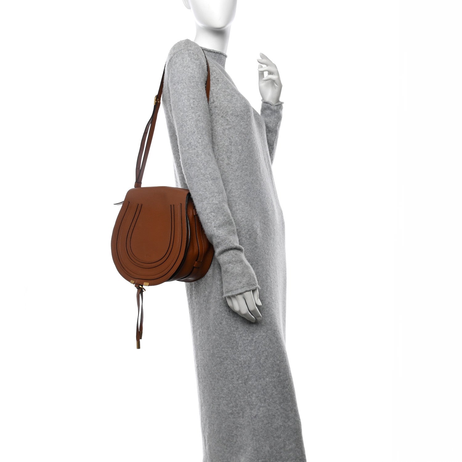 Chloe Calfskin Medium Marcie Round Crossbody Bag Tan 2 of 12