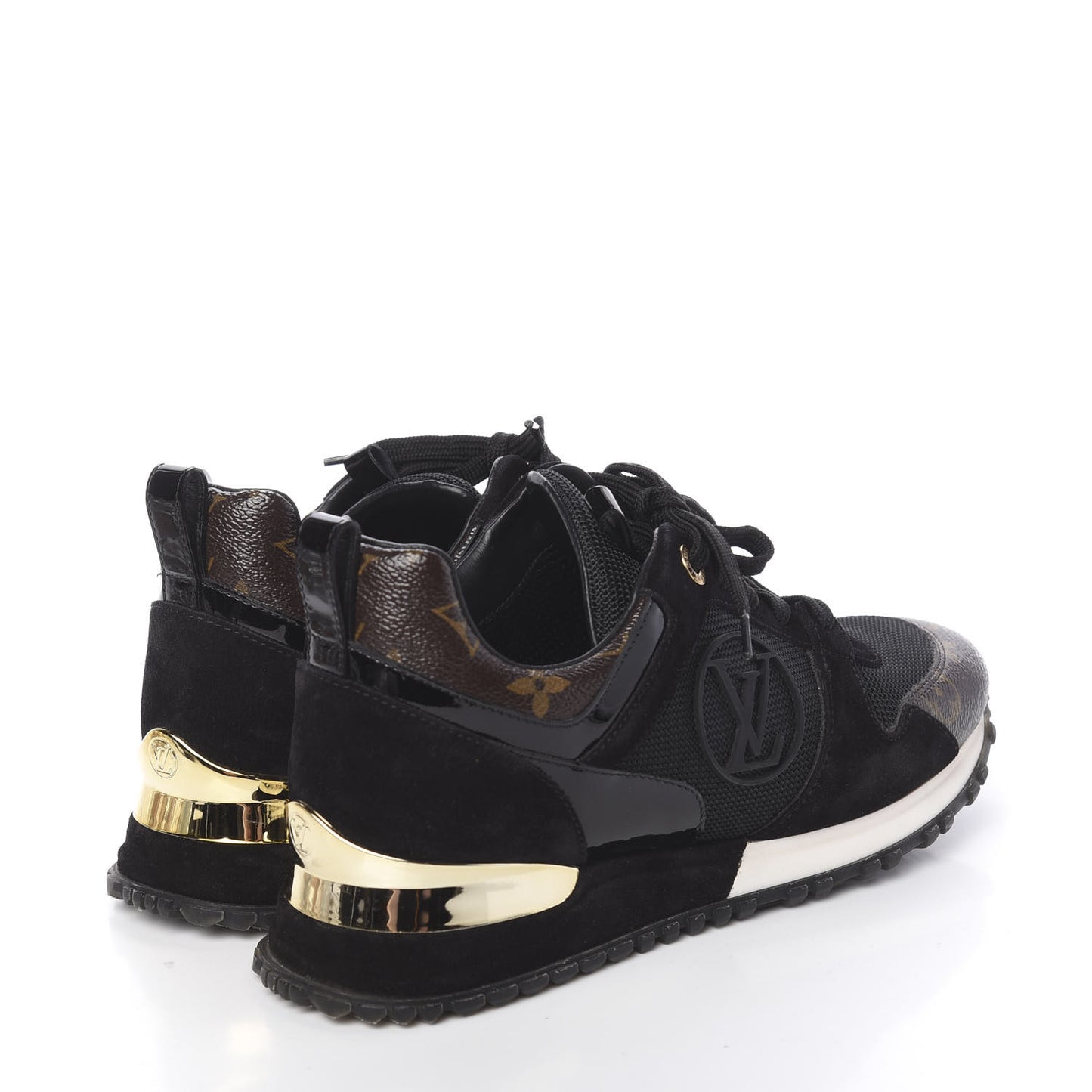 Suede Monogram Run Away Sneakers 37 Black