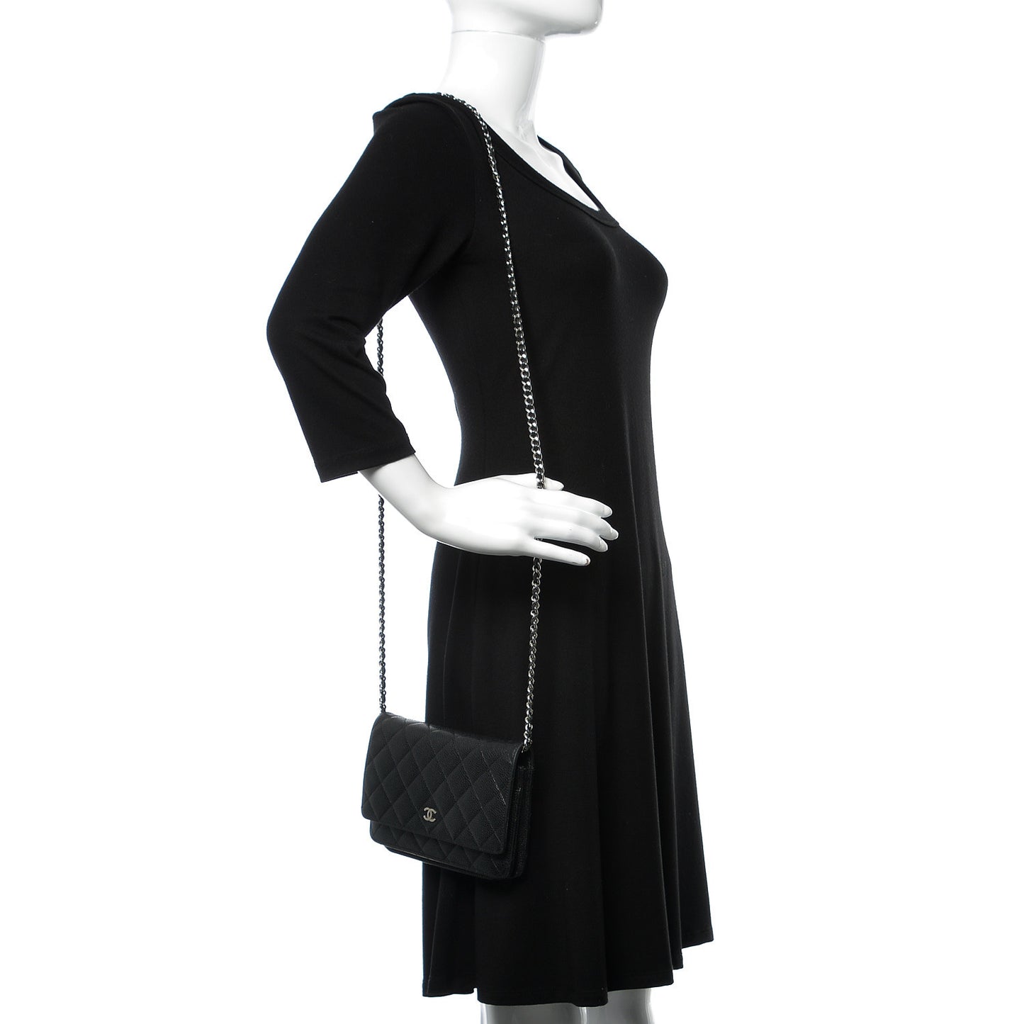 Caviar Quilted Wallet On Chain WOC Black