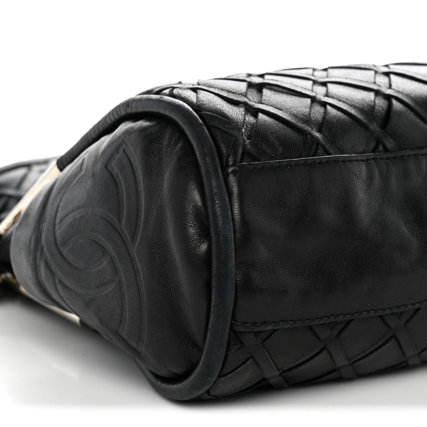 Lambskin Woven Medium Ultimate Soft Sombrero Hobo Black
