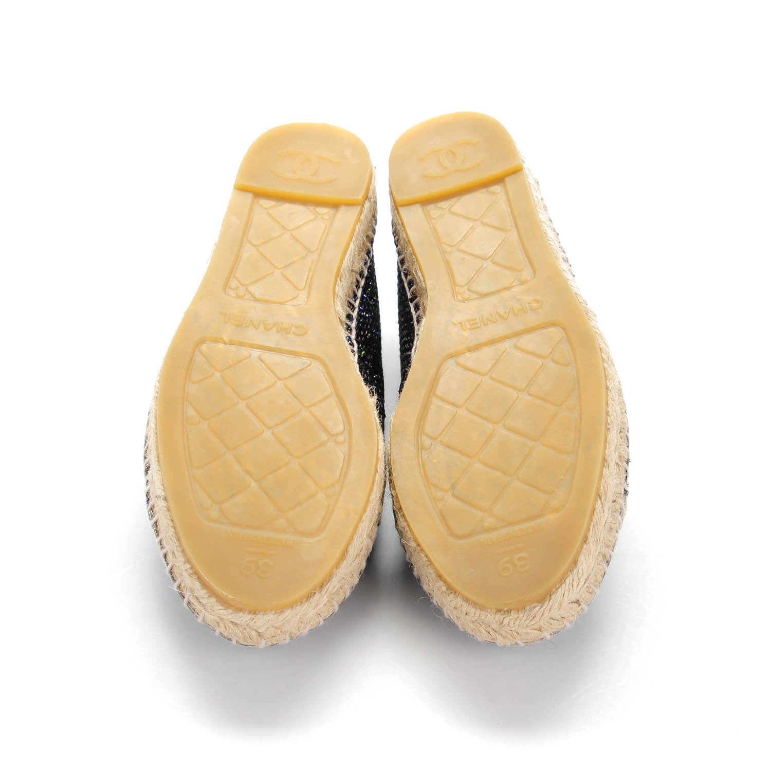 Chanel Tweed Patent Goatskin CC Espadrilles 39 Black Pink Yellow 5 of 8