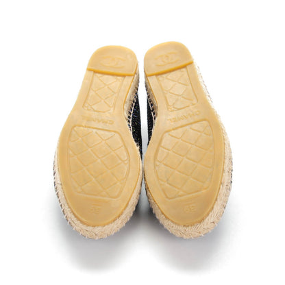 Chanel Tweed Patent Goatskin CC Espadrilles 39 Black Pink Yellow 5 of 8