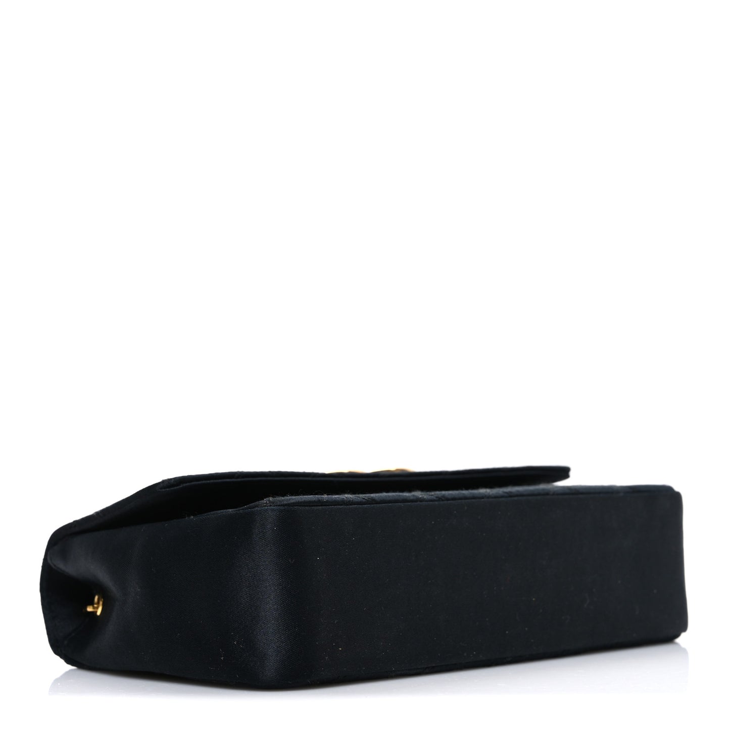 Satin Quilted Mini Single Flap Black