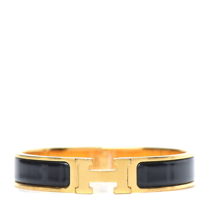 Hermes Enamel Narrow Clic Clac H Bracelet GM Black 1 of 7
