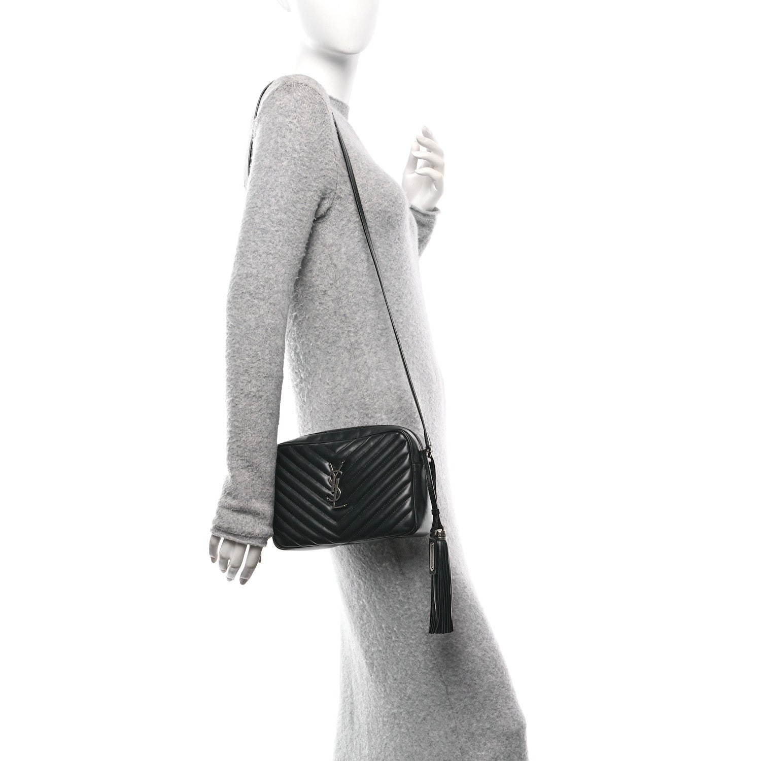 Saint Laurent Calfskin Matelasse Monogram Lou Camera Bag Black 2 of 9