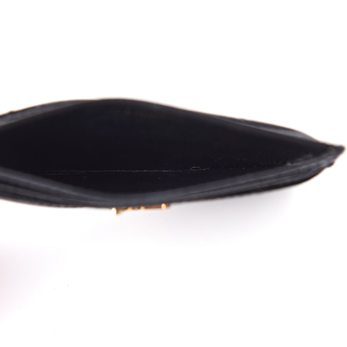 Grain De Poudre Matelasse Chevron Monogram Credit Card Case Black