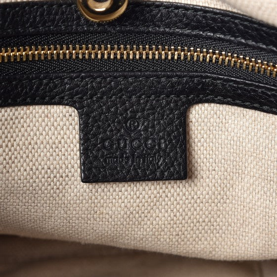 Pebbled Calfskin Medium Soho Chain Shoulder Bag Black