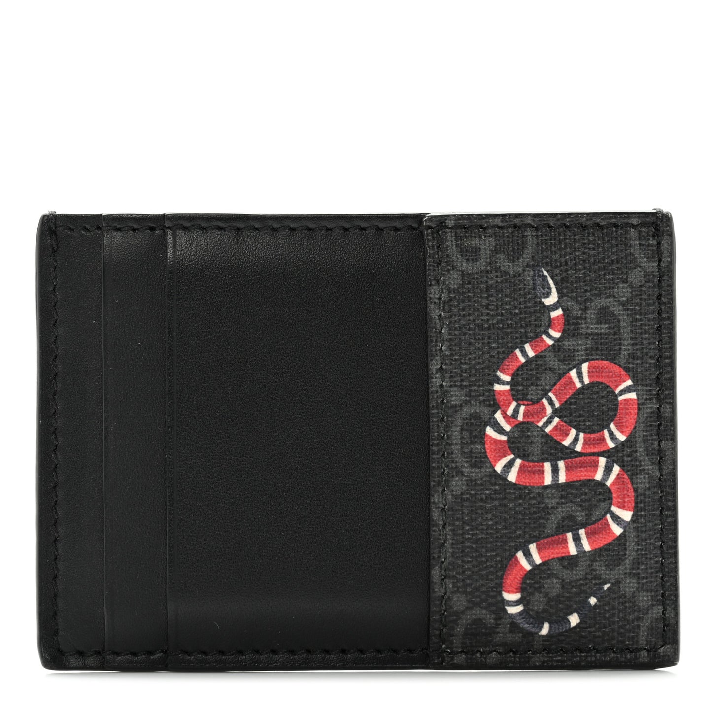 GG Supreme Monogram Kingsnake Card Case Black Grey