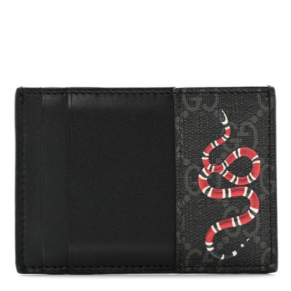 Gucci GG Supreme Monogram Kingsnake Card Case Black Grey 1 of 10