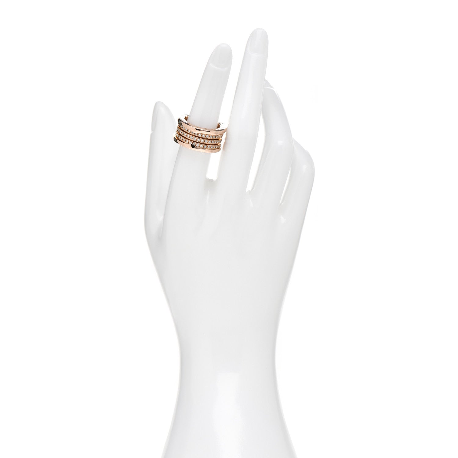 Bulgari 18K Rose Gold Diamond Pave B.Zero1 Four-Band Ring 54 6.75 2 of 6