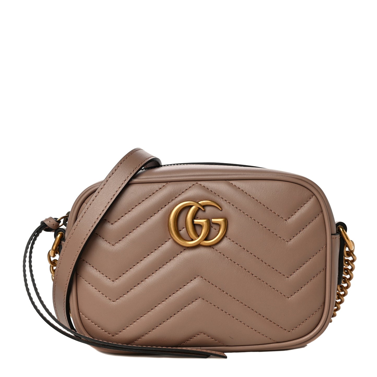 Calfskin Matelasse Mini GG Marmont Chain Shoulder Bag Porcelain Rose